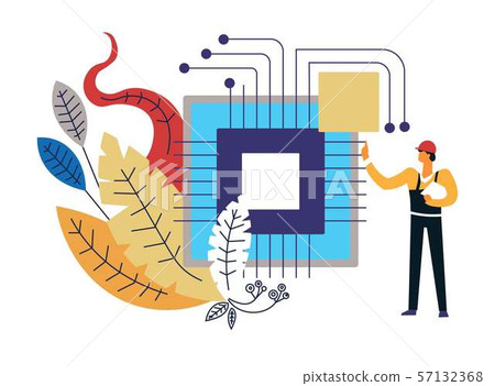 Computer technology, man worker building 57132368