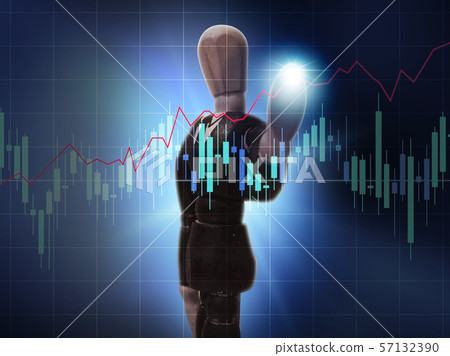 Businessman who controls stock, chart, market, economy, stock price 57132390