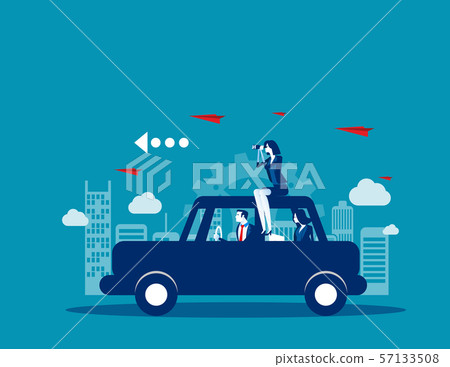 Business team travel on with car. Concept business 57133508