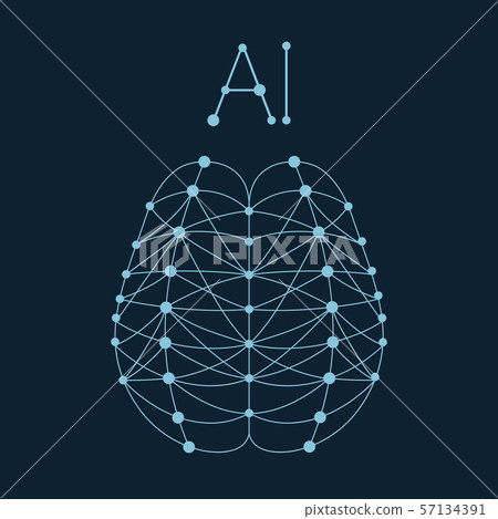 Artificial brain formed by ai neural network. 57134391