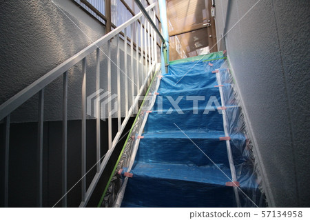 Emergency staircase being painted during large-scale repair work 57134958