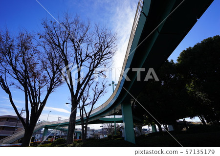 Itabashi Hasune, pedestrian bridge, sunny day, civil engineering, Tanaka prize, curvy 57135179