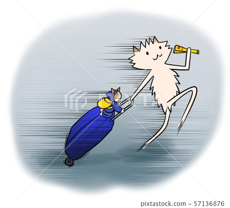 Illustration of animals moving in a hurry with a carry-back (Travel / Travel) 57136876