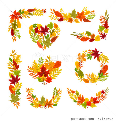Set of autumn frames. Vector illustration on a white background. Set of autumn frames. Vector illustration on a white background. 57137692