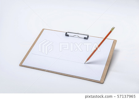 Pencil, white paper, clipboard 57137965