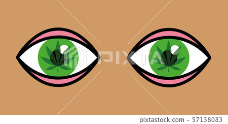 eyes with cannabis leaves inside 57138083