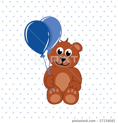 brown teddy bear with blue balloons brown teddy bear with blue balloons 57138085