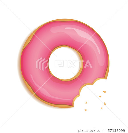 bitten pink Donut isolated on white background 57138099