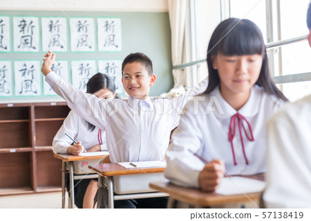 Junior high school student, classroom, class Junior high school student, classroom, class 57138419
