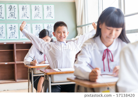 Junior high school student, classroom, class Junior high school student, classroom, class 57138420