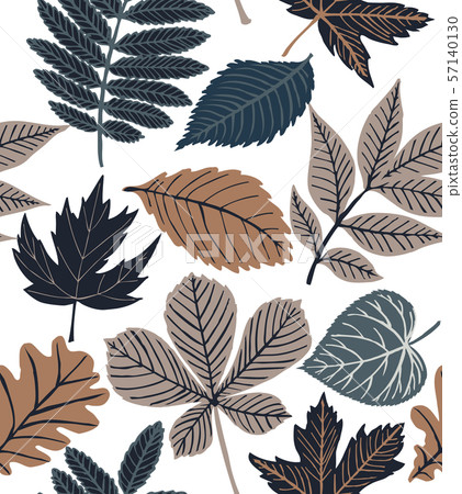 Light Leaves Pattern in Hand-Drawn Doodle Style-插圖素材 [57140130] - PIXTA圖庫