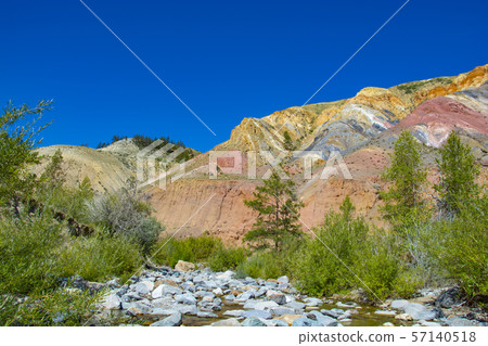 Kyzyl-Chin Valley,Altai Mountains,Russia.Colored Rocks Kyzyl-Chin Other Name Is Mars .Picturesque 57140518