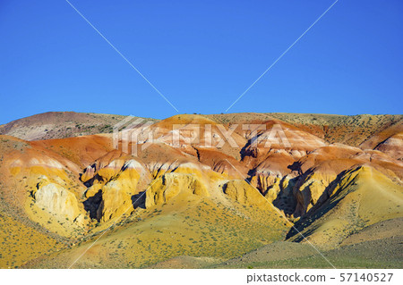 Mars mountains, the name of colored mountain protrusions in the mountains of Kyzyl-Chin. Altai Mars mountains, the name of colored mountain protrusions in the mountains of Kyzyl-Chin. Altai 57140527