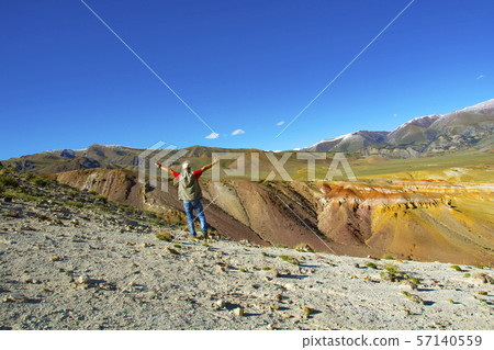 Mars mountains, the name of colored mountain protrusions in the mountains of Kyzyl-Chin. Altai 57140559