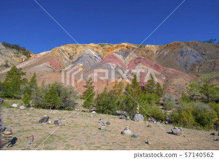 Kyzyl-Chin Valley,Altai Mountains,Russia.Colored Rocks Kyzyl-Chin Other Name Is Mars .Picturesque 57140562