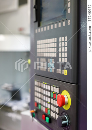 closeup view of CNC machine control panel closeup view of CNC machine control panel 57140672