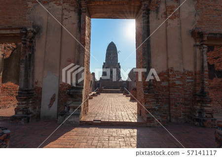 The ancient temple door of Ratchaburana temple The ancient temple door of Ratchaburana temple 57141117