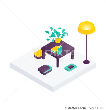 Sitting room isometric interior design composition - Stock Illustration ...