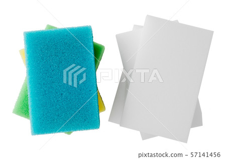 Melamine and conventional sponges isolated on white 57141456