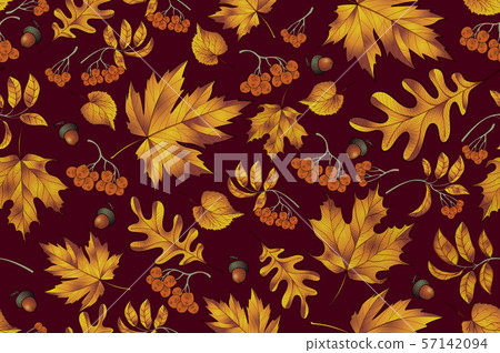 Autumn seamless pattern with leaf background. - Stock Illustration ...