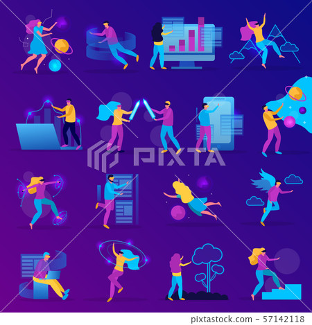Virtual Reality Flat Icon Set 57142118
