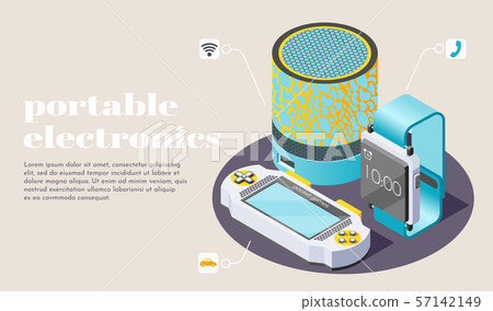 Portable Electronics Isometric Poster 57142149