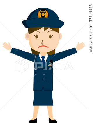 Police officers, police officers, and patrolmen's full-body illustrations (icons) women, serious faces 1 | White background 57144948