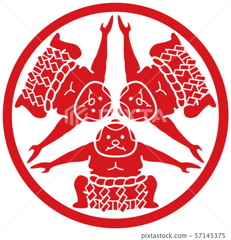 Human family crest, white ground wrestler red Human family crest, white ground wrestler red 57145375