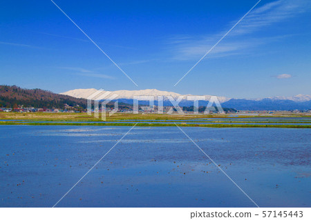 Paddy field and Iitoyoyama (Fukushima Prefecture, Aizu Misato Town) 57145443
