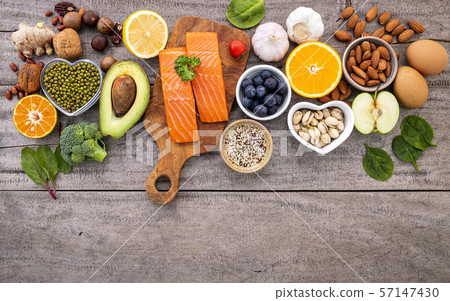 Ingredients for the healthy foods selection  .The 57147430
