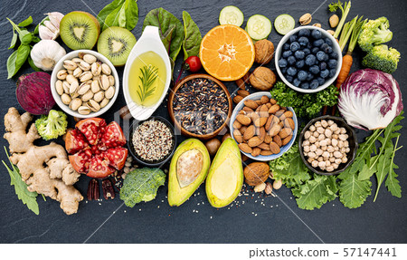 Ingredients for the healthy foods selection. The Ingredients for the healthy foods selection. The 57147441