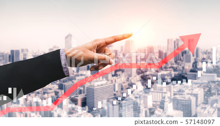 Double Exposure Image of Business Profit Growth 57148097