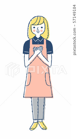 A young woman in an apron - Stock Illustration [57149184] - PIXTA