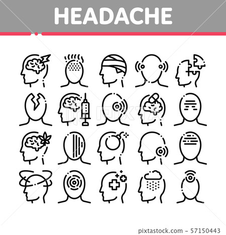 Headache Collection Elements Vector Icons Set 57150443