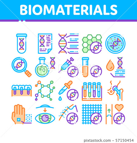 Biomaterials Collection Elements Vector Icons Set - Stock Illustration ...