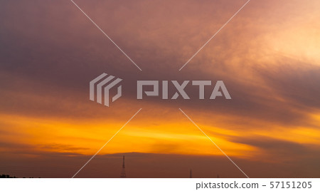 Golden sunset sky over high voltage electric Golden sunset sky over high voltage electric 57151205