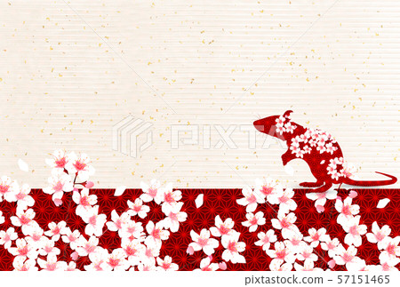 Child new year's card washi paper background 57151465
