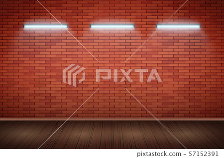 Neon lamps on Red brick wall 57152391