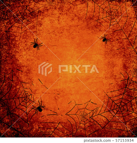 Halloween spider webs grunge orange background - Stock Illustration ...