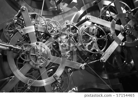Vintage old world clock mechanism Vintage old world clock mechanism 57154465