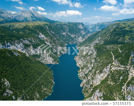 Aerial photo of Piva Lake in Montenegro 57155373
