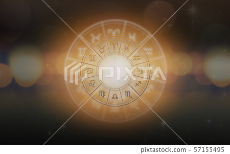 Zodiac sign horoscope astrology for foretell and fortune telling education course concept with horoscopic wheel on and constellation background Zodiac sign horoscope astrology for foretell and fortune telling education course concept with horoscopic wheel on and constellation background 57155495