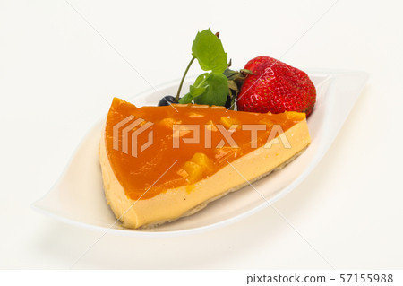 Cheesecake with apricot served strawberry 57155988