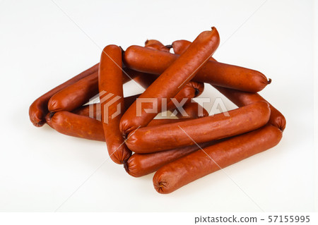 Tasty meat sausages over white background 57155995