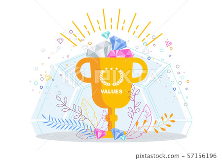 Business values concept. Cup of company ideas, business vision, mission Business values concept. Cup of company ideas, business vision, mission 57156196