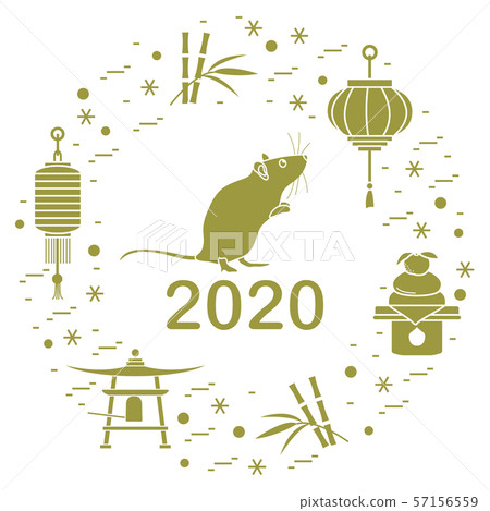 New year Rat symbol 2020 Chinese japanese calendar New year Rat symbol 2020 Chinese japanese calendar 57156559