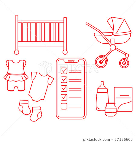 Smartphone with checklist newborn baby accessories Smartphone with checklist newborn baby accessories 57156603