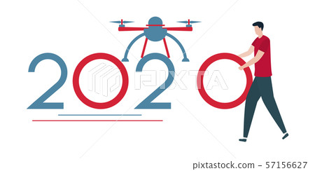 Happy New Year 2020 card Vector illustration Drone 57156627