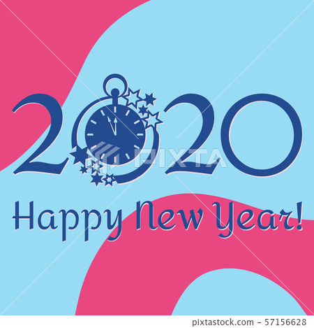 Vector 2020 numbers Happy new year clock, star 57156628