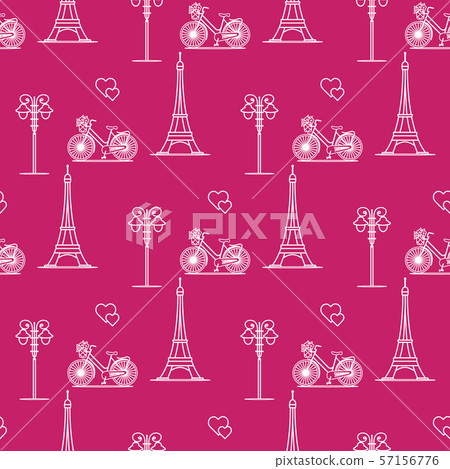 Paris Seamless pattern. Symbols and landmarks. 57156776